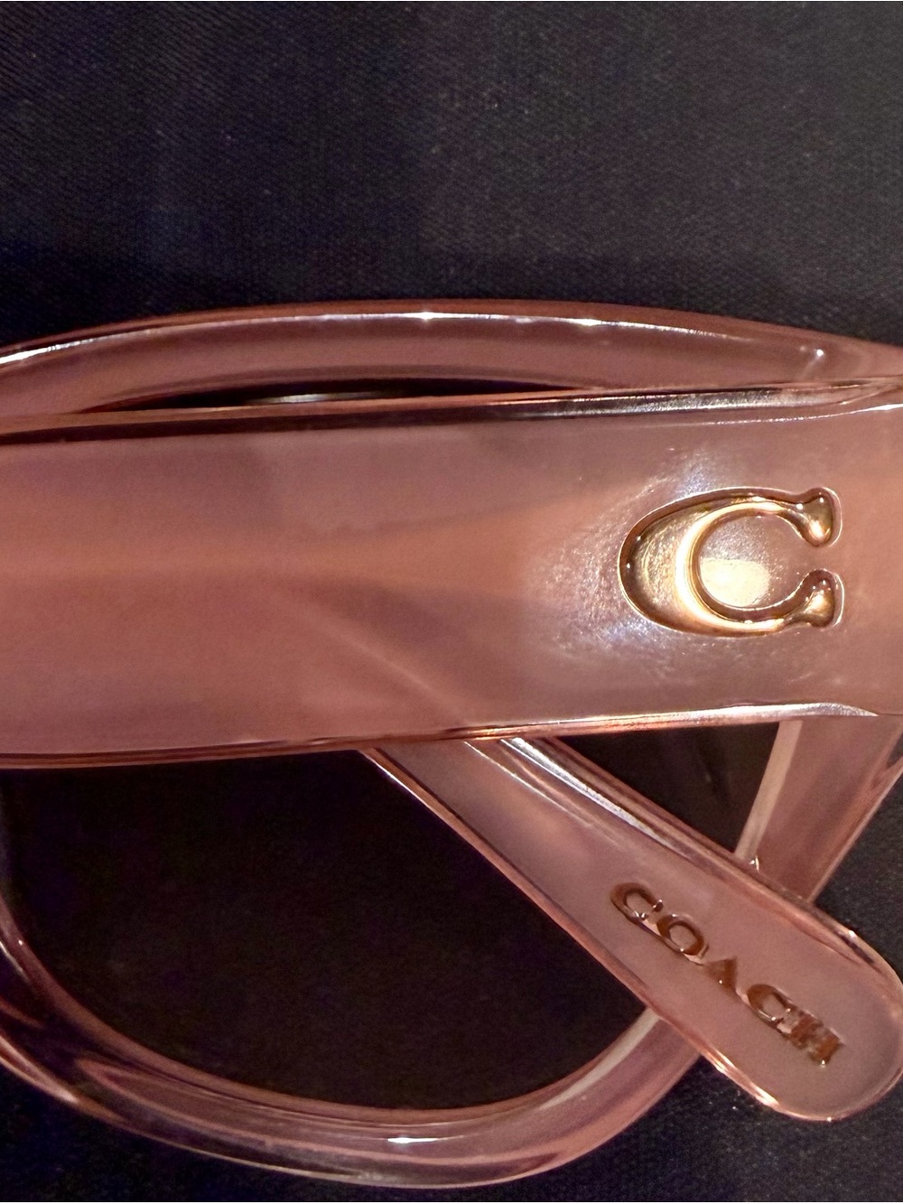 Coach Blush Pink Patent Logo Belt with Gold C Accent